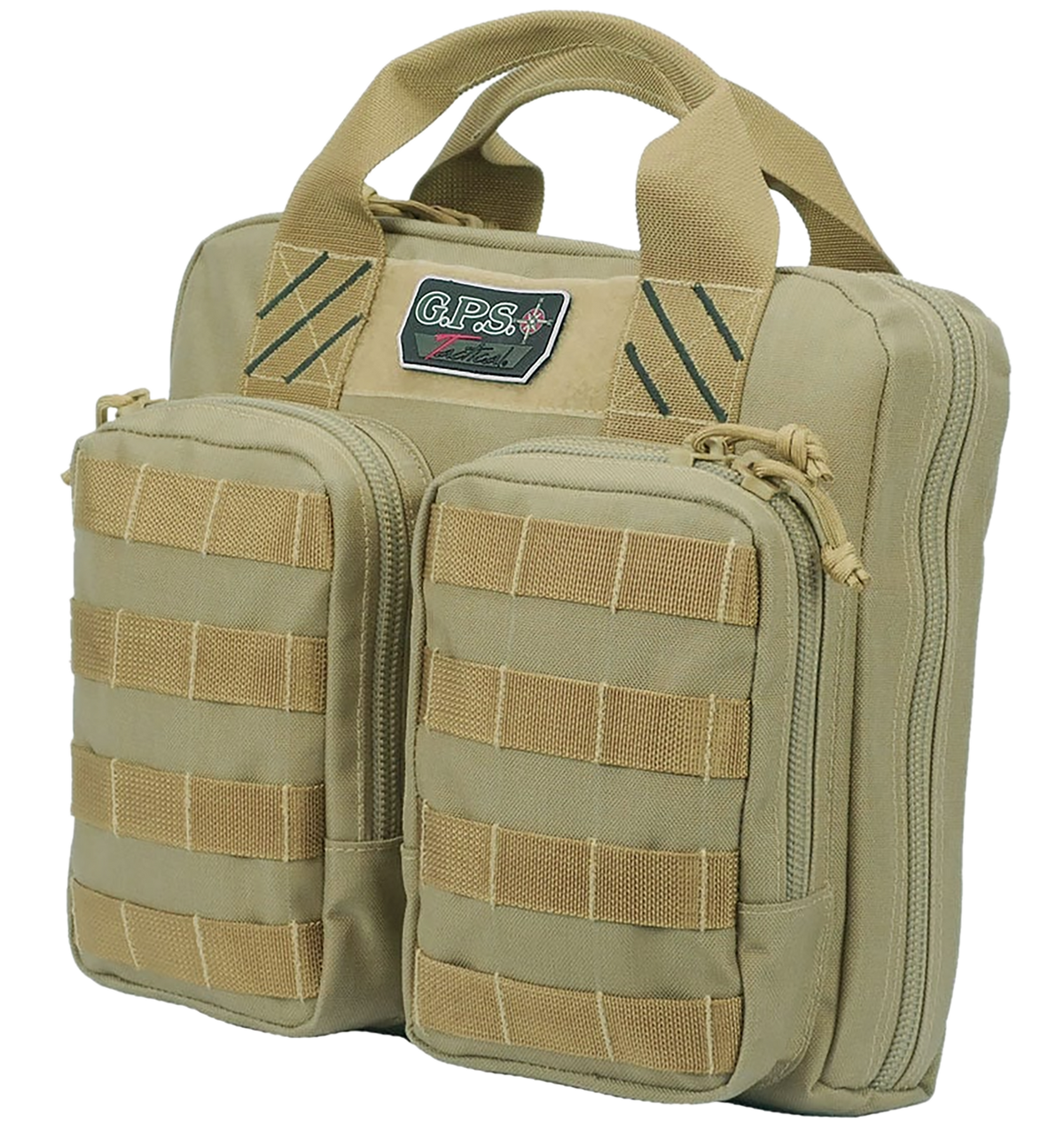 G*Outdoors T1411PCT Tactical Double +2 Pistol Case Tan 1000D Nylon - Holds 4 Handguns