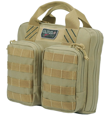 G*Outdoors T1411PCT Tactical Double +2 Pistol Case Tan 1000D Nylon - Holds 4 Handguns