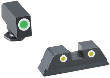 TruGlo Tritium Pro Glock 42/43/43X/48 (Except MOS) Night Sight Set - White Outline Tritium Front/Green Tritium Rear - Black Nitride