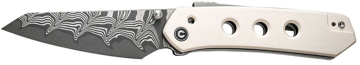 Civivi Knives Vision FG 3.54" Folding Reverse Tanto Plain Damascus Blade - Ivory G10 Handle