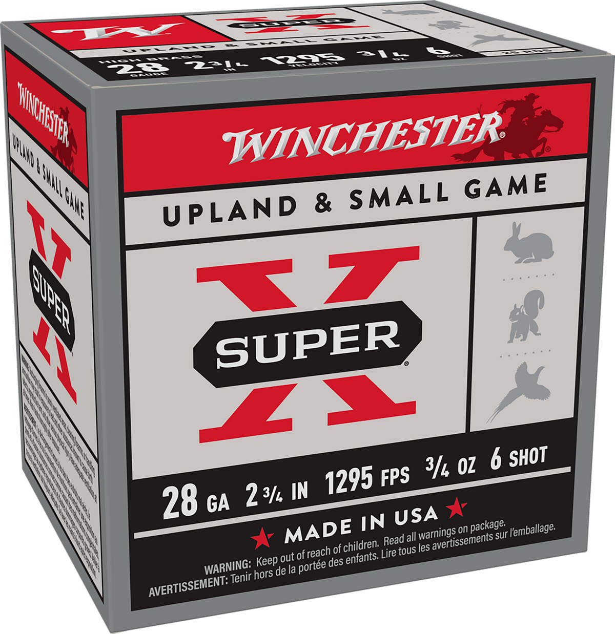 Winchester Ammo Super X Heavy Game Load High Brass 28 Gauge 2.75" 3/4 oz #6 Shot - Box or Case