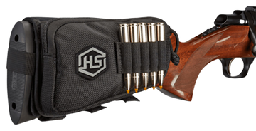 Hunters Specialties 01620 Buttstock Shell Holder W/Pouch 5 Cartridges Black Polyester
