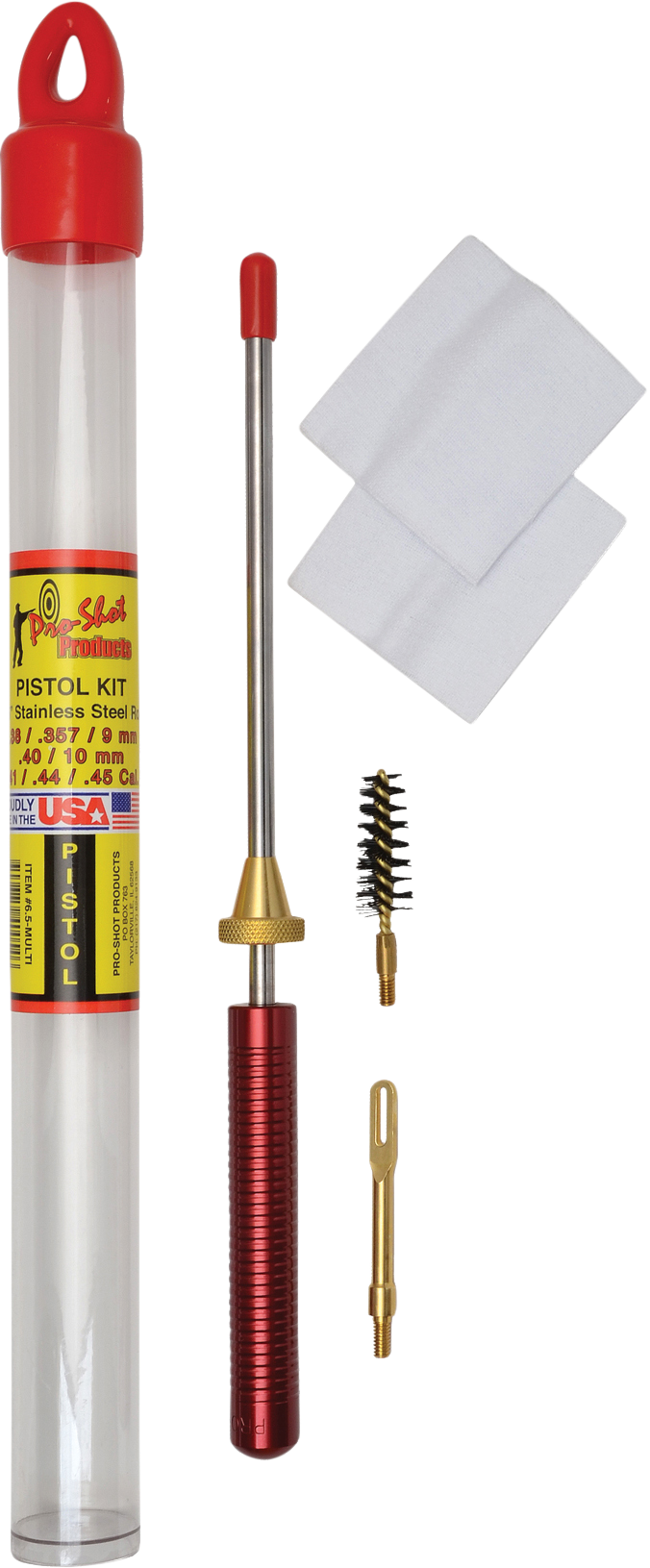 Pro-Shot 65MULTI Starter Series Pistol Cleaning Kit .38-45 Cal 6.5" Nylon Bore Brush & Reusable Tube