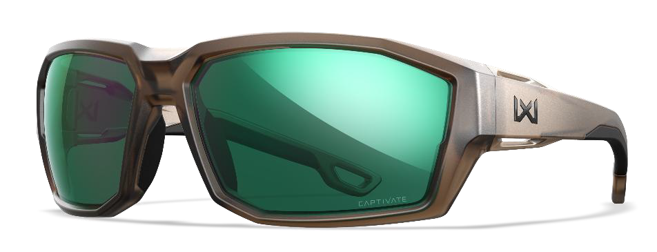 Wiley X Alpine CAPTIVATE Green Mirror Polarized Polycarbonate Safety Glasses - Translucent Black Frame