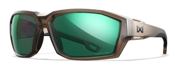 Wiley X Alpine CAPTIVATE Green Mirror Polarized Polycarbonate Safety Glasses - Translucent Black Frame
