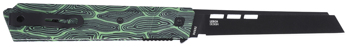 Columbia River Zephyr 3.22" Folding Sheepsfoot Plain Black TiNi 14C28N Steel Blade, Marbled Black/Green G10 Handle