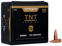 Speer Ammo 1206 TNT 6mm .243 70gr Jacketed Hollow Point Rifle Reloading Bullets - 100/Box