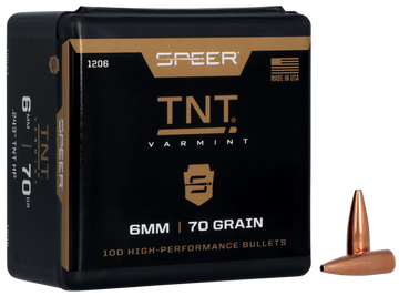 Speer Ammo 1206 TNT 6mm .243 70gr Jacketed Hollow Point Rifle Reloading Bullets - 100/Box