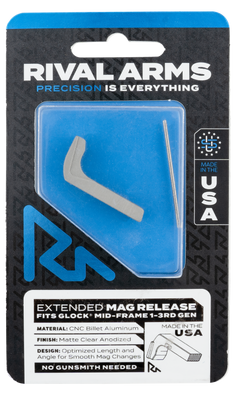 Rival Arms RA72G001D Magazine Release Fits Glock Gen3 (Except 21SF) Extended Silver Aluminum