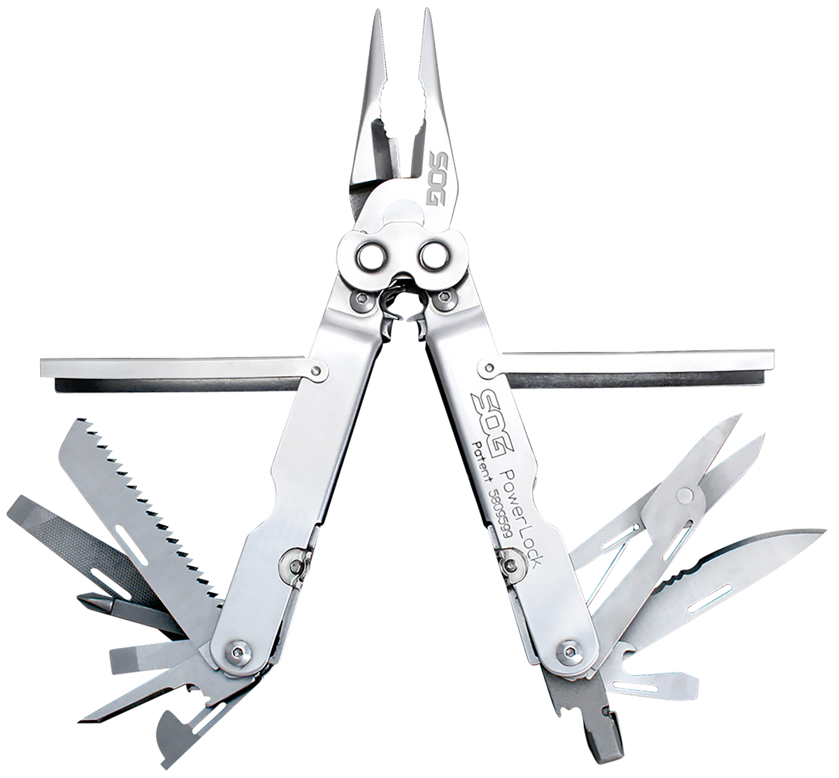S.O.G PowerLock 7" 18-Tool Multi-Tool Polished 420 Stainless Steel - Includes Nylon Sheath
