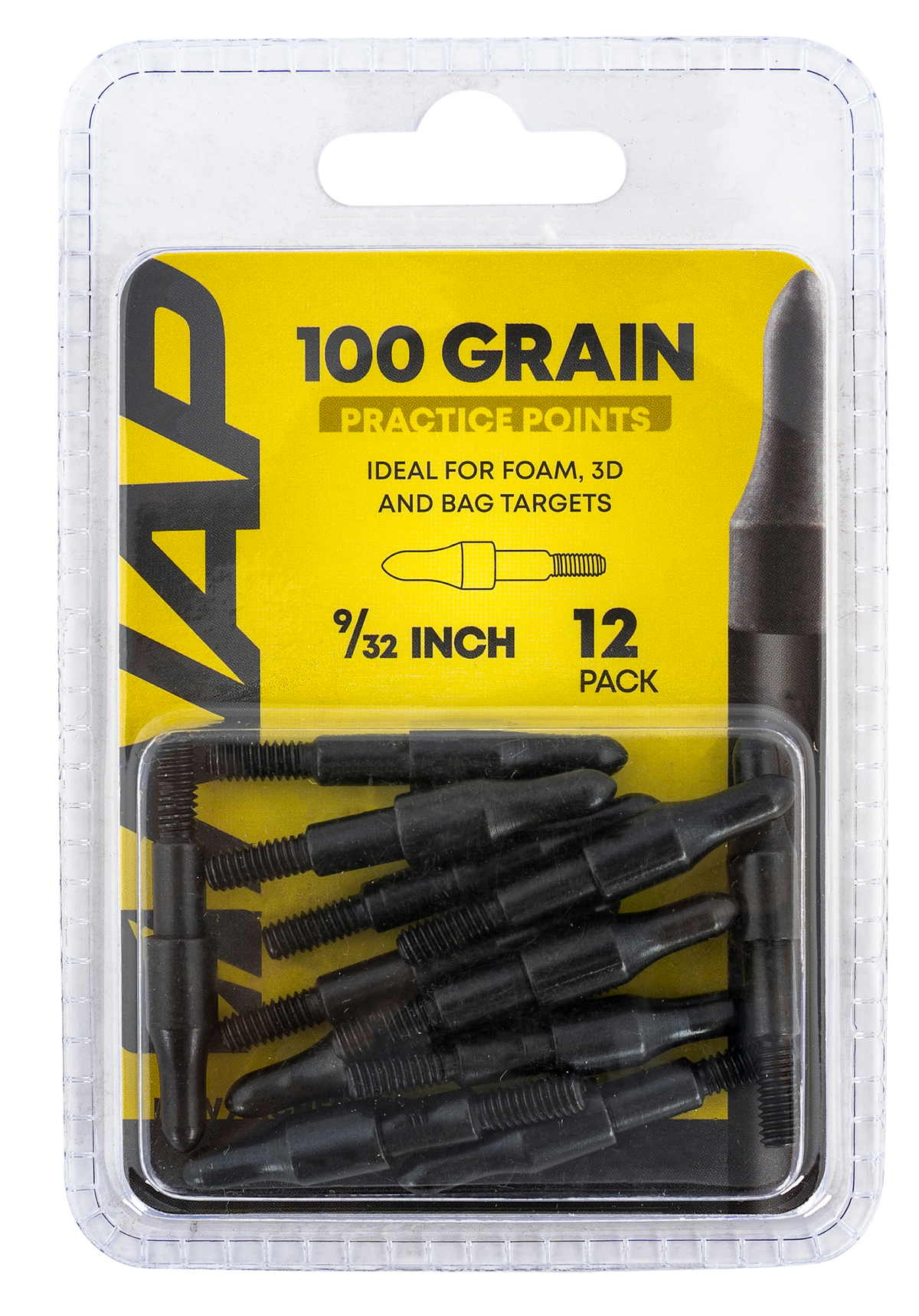 NAP 3D Practice Points Field Tips 100gr 9/32" Black Steel 12 Pack