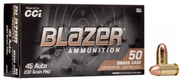 CCI 5230 Blazer Brass 45 ACP 230 gr 830 fps Full Metal Jacket (FMJ) 1000rds in 50rd Boxes