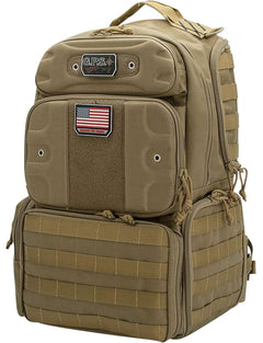 G*Outdoors GPS-T1913BPT Tactical Range Backpack  Tan 1000D Nylon 4 Handguns