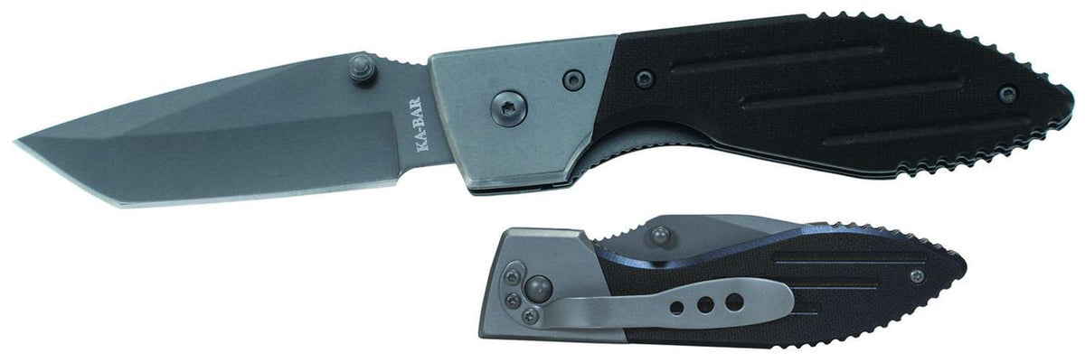 Ka-Bar 3074 Warthog  3 Tanto Plain 420 Stainless Steel G10 Black Handle Folding