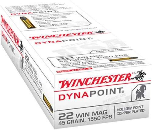Winchester Ammo USA22M USA Dynapoint 22 Mag 45 gr Copper Plated Hollow Point (CPHP) 50 Bx/ 40 Cs