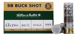 Sellier & Bellot SB12BSC Shotgun  12 Gauge 2.75 12 Pellets 00 Buck Shot 25 Bx/ 10 Cs