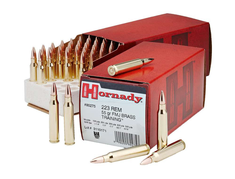Hornady 80275 Custom  223 Rem 55 gr Full Metal Jacket Boat Tail (FMJBT) 50 Bx/ 10 Cs