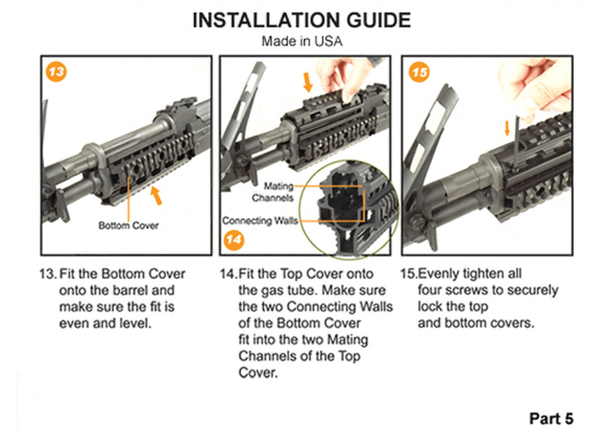 UTG Pro AK Quad Rail Handguard for Yugo M70 - MTU011