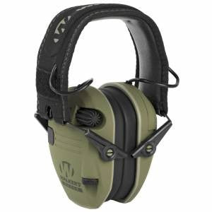 Walkers GWPRSEMPAT Razor Patriot Polymer 23 dB Over the Head OD Green Cups w/Black Band & Flag Electronic Muff