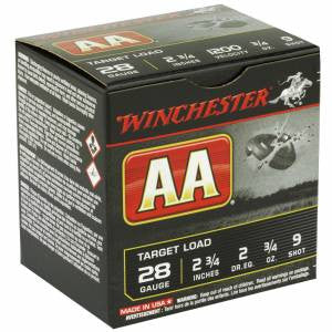 Winchester Ammo 28 Gauge 2.75 AA Target 3/4 oz 9 Shot 25 Bx/ 10 Cs