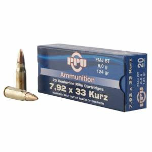 PPU PP7K Metric Rifle  7.9x33mm Kurz 124 gr Full Metal Jacket (FMJ) 20 Bx/ 10 Cs