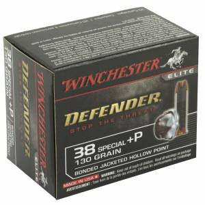 Winchester Ammo S38PDB Defender  38 Special +P 130 gr Bonded Jacket Hollow Point 20 Bx/ 10 Cs