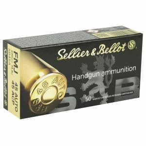 Sellier & Bellot SB45A Handgun  45 ACP 230 gr Full Metal Jacket (FMJ) 50 Bx/ 20 Cs