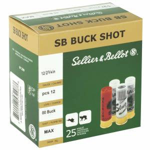 Sellier & Bellot SB12BSC Shotgun  12 Gauge 2.75 12 Pellets 00 Buck Shot 25 Bx/ 10 Cs