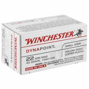 Winchester Ammo USA22M USA Dynapoint 22 Mag 45 gr Copper Plated Hollow Point (CPHP) 50 Bx/ 40 Cs