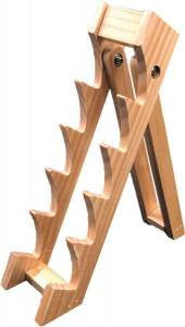 ABKT WOOD KNIFE DISPLAY STAND HOLDS 5 KNIVES 10.25X5.25X7