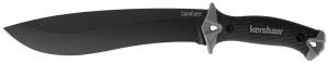 Kershaw 1077 Camp 10 10 Drop Point w/Recurve Plain Black Powdercoat  Carbon Steel Black/Gray Rubber Handle Fixed