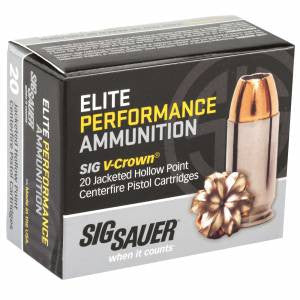 Sig Sauer E45AP120 Elite V-Crown  45 ACP 200 gr Jacketed Hollow Point (JHP) 20 Bx/ 10 Cs
