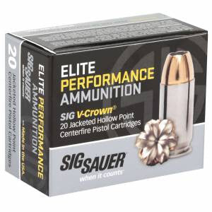 Sig Sauer E9MMA120 Elite V-Crown  9mm Luger 115 gr Jacketed Hollow Point (JHP) 20 Bx/ 10 Cs