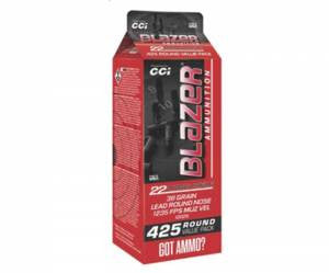 CCI 10026 Blazer  22 LR 38 gr Lead Round Nose (LRN) 425 Bx/ 8 Cs