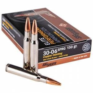 Sig Sauer E3006H120 Elite Copper Hunting  30-06 Springfield 150 gr Copper Hollow Point 20 Bx/ 10 Cs