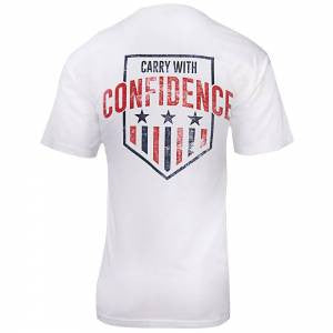 Glock AA75108 Carry With Confidence  White w/Red & Blue Logo Large Short Sleeve