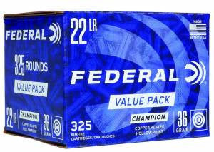 Federal 725 Value Pack 22 LR 36 GR Copper Plated Hollow Point 325rd box