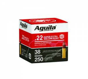 Aguila 1B221103 Standard High Velocity 22 LR 38 gr Copper Plated Hollow Point (CPHP) 250 Bx/ 8 Cs