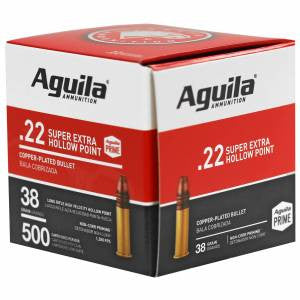 Aguila 1B221118 Standard High Velocity 22 LR 38 gr Copper-Plated Solid Point 500 Bx/4 Cs