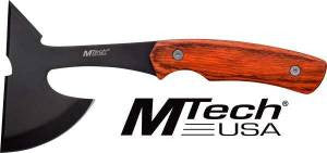 MC MTECH 9 TOMAHAWK W/SHEATH 3 BLACK BLADE PAKKAWOOD HNDL