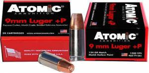 Atomic Pistol  9mm Luger +P 124 gr Bonded Match Hollow Point 20 Bx/ 10 Cs