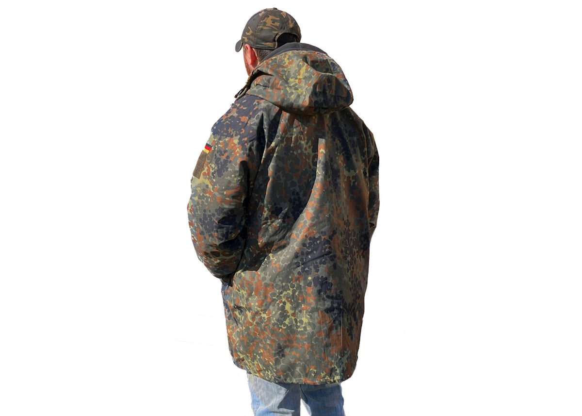 German Flecktarn Camo Hooded Parka - Large -  New